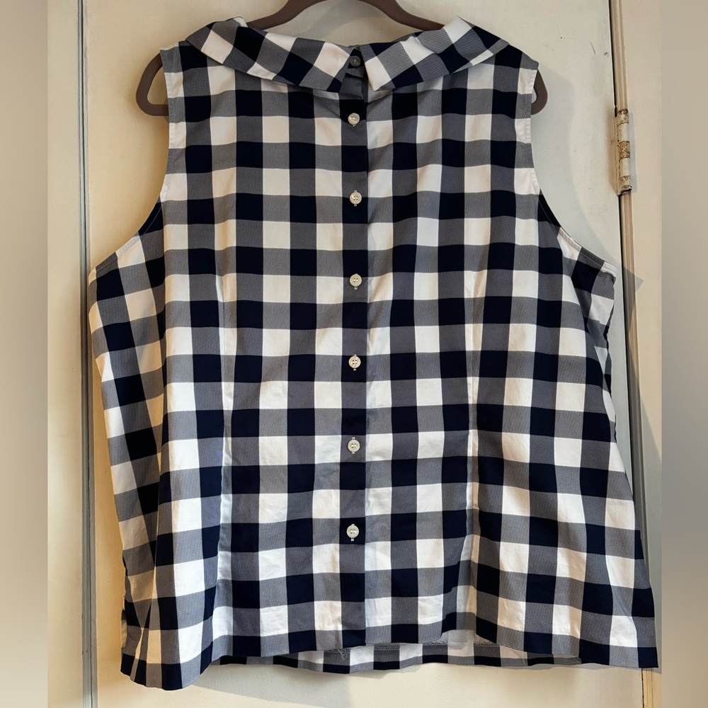 Talbots Audrey Shell Gingham Blue and White Plaid Top - Picture 12 of 13